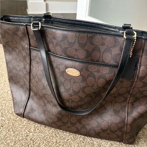 Coach Signature Brown and Black Tote